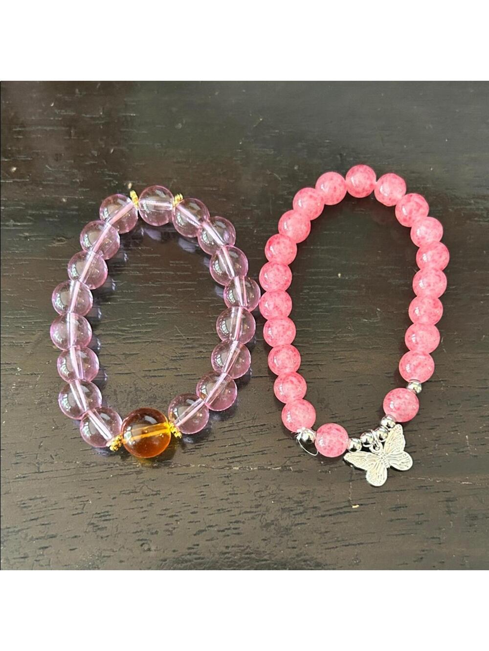Pink and Purple Beaded Bracelets